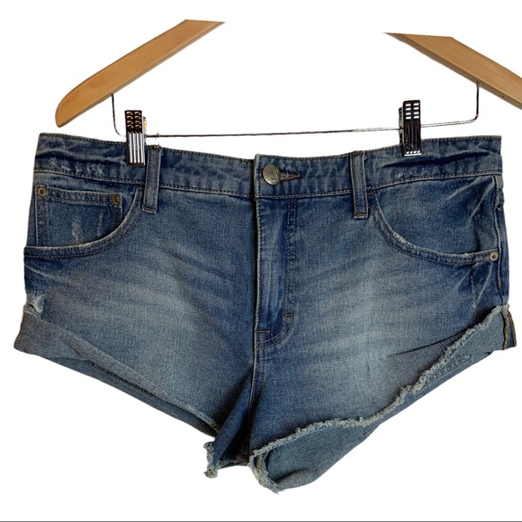 Free People Distressed Jean Shorts Size 29 Blue